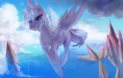 Size: 2200x1400 | Tagged: safe, artist:my-magic-dream, oc, oc only, pegasus, pony, blank flank, flying, solo