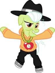 Size: 890x1178 | Tagged: safe, artist:punzil504, granny smith, earth pony, pony, g4, bipedal, clothes, fedora, female, hat, mare, rap, rapper, simple background, solo, transparent background, vector