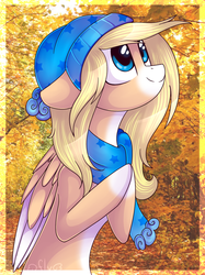 Size: 1024x1368 | Tagged: safe, artist:starlyfly, oc, oc only, oc:rouly, autumn, clothes, scarf, solo