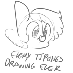 Size: 554x554 | Tagged: safe, artist:tjpones, pony, doodle, grayscale, monochrome, self deprecation, self-parody, solo