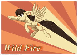 Size: 2500x1794 | Tagged: safe, artist:inuhoshi-to-darkpen, wild fire, g4, female, flying, solo, underhoof