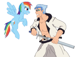 Size: 800x600 | Tagged: safe, artist:unbiased philosopher, rainbow dash, g4, bleach (manga), crossover, grimmjow jeagerjaquez, growling, simple background, transparent background