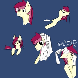 Size: 2267x2267 | Tagged: safe, artist:anonymous, roseluck, oc, oc:anon, g4, /pone/, 8chan, bath, brush, high res, towel