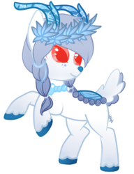 Size: 1449x1884 | Tagged: safe, artist:megal0vania, deer, fawn, hybrid, original species, pond pony, female, solo