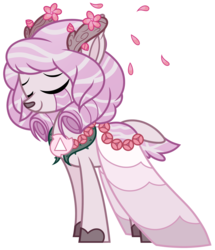 Size: 2585x3000 | Tagged: safe, artist:halabaluu, oc, oc only, unnamed oc, deer, gem (race), adoptable, auction, clothes, doe, eyes closed, fawnpond, female, gem deer, high res, pondpony, rose quartz (steven universe), solo, steven universe