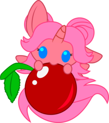 Size: 987x1110 | Tagged: safe, artist:creshosk, oc, oc only, oc:cherry bloom, alicorn, pony, alicorn oc, cherry, food, fruit, solo