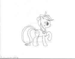 Size: 900x709 | Tagged: safe, artist:hickory17, applejack, earth pony, pony, g4, cowboy hat, female, hat, monochrome, profile, show accurate, solo, stetson