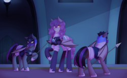 Size: 8598x5308 | Tagged: safe, artist:mylittlesheepy, oc, oc only, oc:amelia valkyria, bat pony, pony, ask the lunar general, absurd resolution, armor, fangs, night guard, spear, weapon
