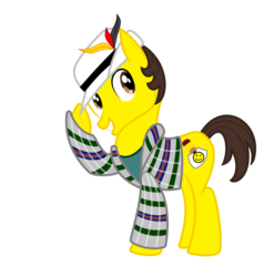 Size: 2432x2556 | Tagged: safe, artist:adkead80, oc, oc only, oc:adam, oc:adkead80, clothes, feather, fedora, hat, high res, plaid shirt, simple background, solo, transparent background, vector
