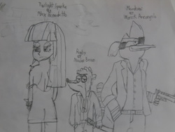 Size: 1024x768 | Tagged: safe, artist:brandonale, twilight sparkle, g4, alex benedetto, clothes, cosplay, costume, gangsta, male, mordecai, mordecai and rigby, nicolas brown, regular show, rigby (regular show), traditional art, worick arcangelo