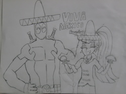 Size: 1024x768 | Tagged: safe, artist:brandonale, sonata dusk, equestria girls, g4, deadpool, independence day, mexican independence day, mexico, traditional art