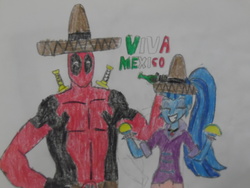 Size: 1024x768 | Tagged: safe, artist:brandonale, sonata dusk, equestria girls, g4, crossover, deadpool, independence day, mexican independence day, mexico, traditional art