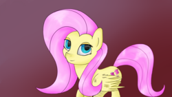 Size: 3840x2160 | Tagged: safe, artist:sentireaeris, fluttershy, pegasus, pony, g4, bedroom eyes, female, high res, looking at you, simple background, solo, standing