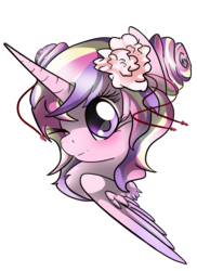 Size: 1700x2338 | Tagged: safe, artist:golden-fly, princess cadance, g4, alternate hairstyle, bust, colored pupils, female, solo