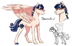 Size: 1175x762 | Tagged: safe, artist:zetapold, oc, oc only, oc:staccato, oc:staccato dell'amore, pegasus, pony, curly hair, male, offspring, parent:princess cadance, parent:shining armor, parents:shiningcadance, reference sheet, stallion, standing