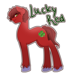 Size: 1000x1000 | Tagged: safe, artist:liefsong, oc, oc only, oc:lucky red, earth pony, pony, clover, four leaf clover, irish, male, simple background, solo, stallion, transparent background