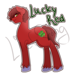 Size: 1000x1000 | Tagged: safe, artist:liefsong, oc, oc only, oc:lucky red, earth pony, pony, clover, four leaf clover, irish, male, simple background, solo, stallion, transparent background, watermark