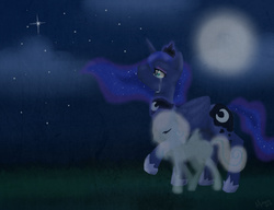 Size: 1300x1000 | Tagged: safe, artist:synthierose, princess luna, oc, oc:snowdrop, ghost, g4, crying, immortality blues