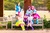 Size: 1920x1280 | Tagged: safe, artist:bellahime, artist:fairymooncosplay, artist:flitzichen, artist:james-li, fluttershy, pinkie pie, rainbow dash, rarity, twilight sparkle, human, g4, bench, clothes, cosplay, costume, equestria girls outfit, irl, irl human, peace sign, photo, sitting