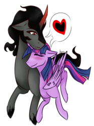 Size: 574x768 | Tagged: safe, artist:xsugarush, king sombra, twilight sparkle, alicorn, pony, g4, female, heart, male, mare, ship:twibra, shipping, simple background, straight, transparent background, twilight sparkle (alicorn)