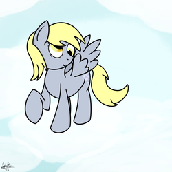 Size: 1000x1000 | Tagged: safe, artist:spritepony, derpy hooves, pegasus, pony, g4, cloud, female, mare, solo