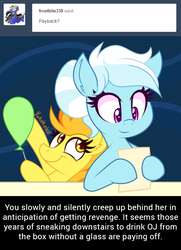 Size: 540x746 | Tagged: safe, artist:php92, fleetfoot, spitfire, ask spitfire the wonderbolt, g4, ask, balloon, balloon popping, party balloon, popping, this will end in tears, tumblr