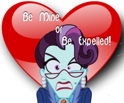 Size: 740x616 | Tagged: safe, principal abacus cinch, equestria girls, g4, my little pony equestria girls: friendship games, cinchrage, expulsion, heart, lasty's hearts, simple, threat, ultimatum, valentine, valentine's day