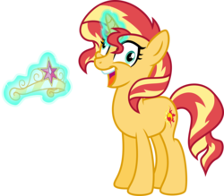 Size: 5590x4904 | Tagged: safe, artist:osipush, sunset shimmer, pony, unicorn, equestria girls, g4, absurd resolution, element of magic, female, here we go again, i didn't listen, insanity, magic, simple background, snapset shimmer, solo, this will end in tears, transparent background, vector