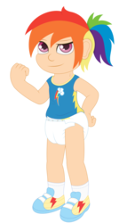 Size: 676x1183 | Tagged: safe, artist:the-crusader-network, rainbow dash, human, g4, diaper, female, humanized, solo, younger