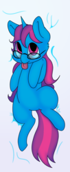 Size: 573x1400 | Tagged: safe, artist:sunnyponycitrusbutt, oc, oc only, pony, unicorn, belly, body pillow, body pillow design, looking at you, on back, solo, tongue out