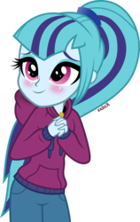 Size: 1890x3000 | Tagged: safe, artist:xebck, sonata dusk, equestria girls, g4, my little pony equestria girls: rainbow rocks, beautiful, blushing, clothes, cute, female, high ponytail, hoodie, long hair, ponytail, simple background, smiling, solo, sonatabetes, sweater, transparent background, vector
