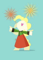 Size: 1000x1400 | Tagged: safe, artist:limejerry, surprise, pony, g1, bipedal, chinese new year, female, fireworks, lineless, solo