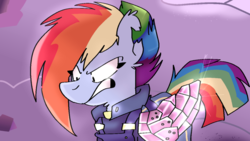 Size: 1024x576 | Tagged: safe, artist:dizzee-toaster, rainbow dash, g4, alternate timeline, apocalypse dash, crystal war timeline, female, gritted teeth, solo, torn ear