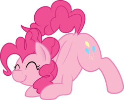 Size: 6000x4838 | Tagged: safe, artist:matimus91, artist:slb94, pinkie pie, earth pony, pony, g4, absurd resolution, balloonbutt, butt, cute, dock, eyes closed, face down ass up, female, happy, plot, show accurate, simple background, smiling, solo, transparent background, vector