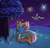 Size: 1855x1790 | Tagged: safe, artist:amandaam, discord, fluttershy, princess celestia, rainbow dash, firefly (insect), pegasus, pony, g4, american independence day, female, fireworks, hug, independence day, lesbian, night, ship:flutterdash, shipping, tree, winghug