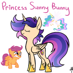 Size: 727x731 | Tagged: safe, artist:milchik, princess celestia, scootaloo, g4, fusion