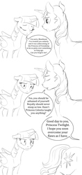 Size: 1280x2715 | Tagged: safe, artist:silfoe, prince blueblood, twilight sparkle, alicorn, pony, royal sketchbook, g4, angry, comic, dialogue, eyes closed, female, floppy ears, grayscale, hypocrisy, mare, monochrome, open mouth, speech bubble, twilight sparkle (alicorn)