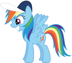 Size: 8268x7295 | Tagged: safe, artist:tim015, rainbow dash, g4, .ai available, absurd resolution, backwards cutie mark, baseball cap, female, hat, simple background, solo, transparent background, vector, wingboner