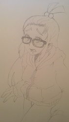 Size: 2250x4000 | Tagged: safe, artist:cape, moondancer, equestria girls, g4, blushing, female, glasses, lineart, solo, traditional art