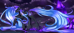 Size: 3750x1680 | Tagged: safe, artist:xkittyblue, oc, oc only, oc:crystal, oc:nightmare crystal, pony, unicorn, color porn, solo