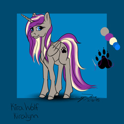 Size: 900x900 | Tagged: safe, artist:littlewolfstudios, oc, oc only, oc:kirawolf, alicorn, pony, alicorn oc, female, mare, reference sheet, solo