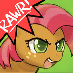 Size: 500x500 | Tagged: safe, artist:lumineko, part of a set, babs seed, earth pony, pony, g4, adorababs, avatar, cute, female, filly, open mouth, rawr, rawrvatar, solo