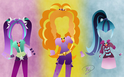 Size: 5000x3102 | Tagged: safe, artist:becauseimpink, adagio dazzle, aria blaze, sonata dusk, equestria girls, g4, my little pony equestria girls: rainbow rocks, minimalist, the dazzlings