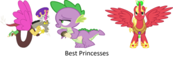 Size: 1564x540 | Tagged: safe, big macintosh, discord, spike, alicorn, pony, do princesses dream of magic sheep, g4, my little pony: friendship is magic, princess spike, twilight's kingdom, best princess, bigmacicorn, princess big mac, princess discord, wrong aspect ratio