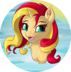 Size: 1770x1801 | Tagged: safe, artist:itresad, sunset shimmer, pony, unicorn, g4, bust, colored pupils, female, simple background, solo, transparent background