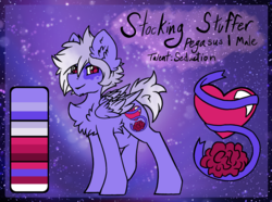 Size: 3433x2560 | Tagged: safe, artist:php166, oc, oc only, oc:stocking stuffer, pegasus, pony, cutie mark, high res, male, reference sheet, stallion, text, wings