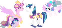 Size: 800x369 | Tagged: safe, artist:t-aroutachiikun, princess cadance, princess flurry heart, shining armor, oc, oc:princess estelle, g4, season 6, female, male, offspring, parent:princess cadance, parent:shining armor, parents:shiningcadance, ship:shiningcadance, shipping, straight