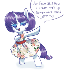 Size: 812x901 | Tagged: safe, artist:mcponyponypony, rarity, pony, unicorn, g4, clothes, crossover, dress, female, little shop of horrors, mare, singing, solo