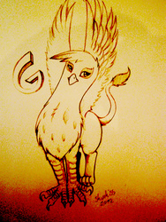 Size: 2448x3264 | Tagged: safe, artist:skunkiss, gilda, griffon, g4, alphabet, female, g, gradient background, high res, letter, monochrome, solo, traditional art