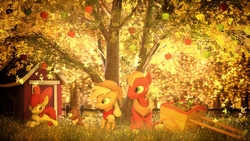 Size: 1920x1080 | Tagged: safe, artist:sourcerabbit, apple bloom, applejack, big macintosh, winona, earth pony, pony, g4, 3d, male, source filmmaker, stallion